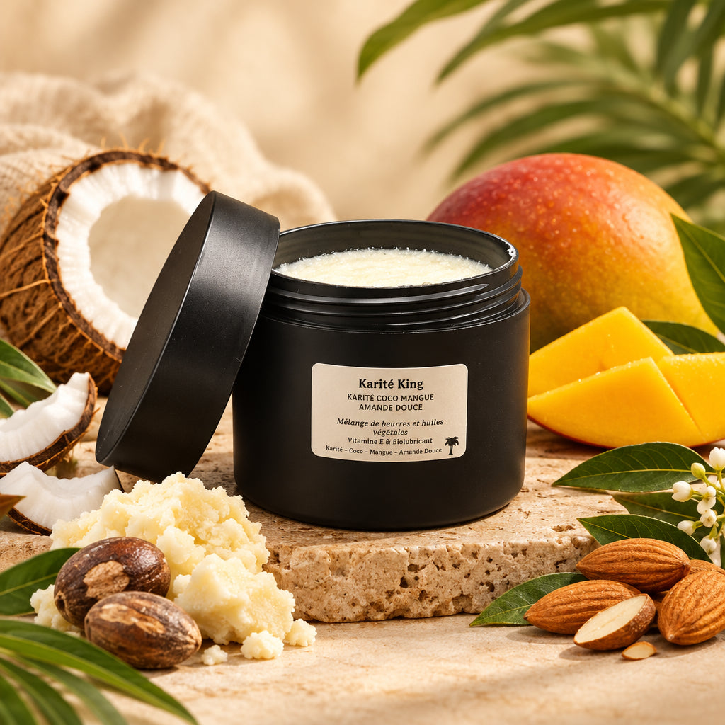 Beurre de karité Coco Mangue Amande douce pour les cheveux